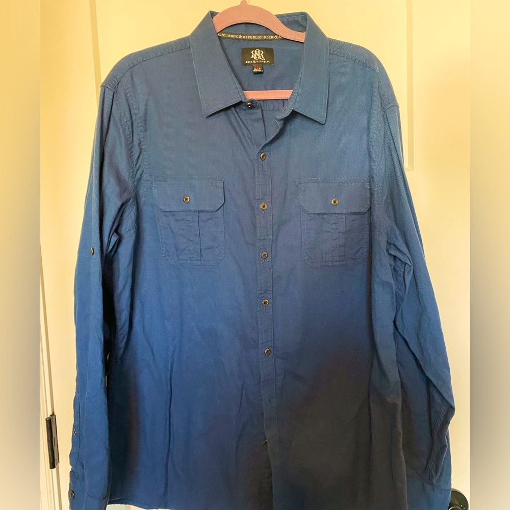 Rock‎ & republic long sleeve shirt blue  -NWOT men’s XXL